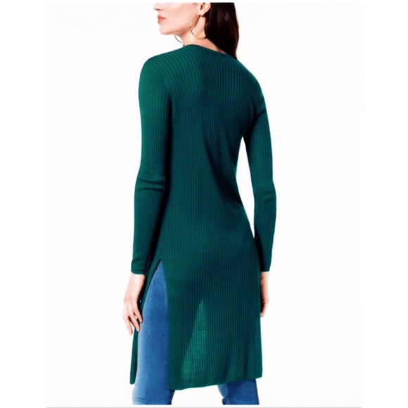 Forest Rib-Knit Open Duster Cardigan INC - Picture 2 of 7